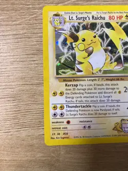 Holo Bleed Lt. Surge's Raichu 28/132 Gym Heroes Error Pokemon TCG WoTC NM Card - Image 5