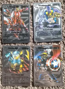 2024 Pokemon Marvel Avengers Silver Foil Fan Art Lot Of 4 Cards - Image 1