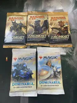 LOT of 3 Amonkhet & 2 Dominaria Draft Booster Packs, SEALED - Image 1