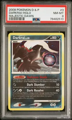 2008 Pokemon Diamond & Pearl Majestic Dawn Darkrai Holo #3 PSA 8 NM - Image 1