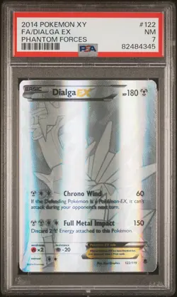 2014 POKEMON XY PHANTOM FORCES #122 FULL ART DIALGA EX PSA 7 SECRET RARE NM - Image 1
