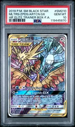 PSA 10 Moltres Zapdos Articuno GX SM210 Pokemon Hidden Fates Stained Glass Birds - Image 1