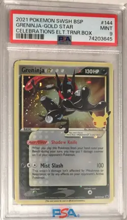 Pokemon SWSH Celebrations Black Star Promo PSA 9 Greninja Gold Star SWSH144 #144 - Image 1