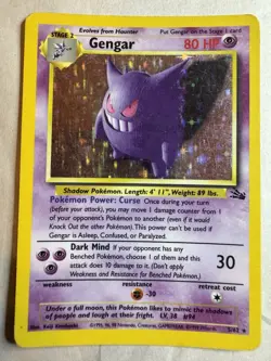 Gengar #5/62 Holo Rare Fossil Pokemon Card 1999 VintageEnglish Unlimited 05/62 - Image 1