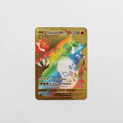 Charizard VMAX Rainbow Pokemon Gold Metal Card Collectible Gift Display - Image 1