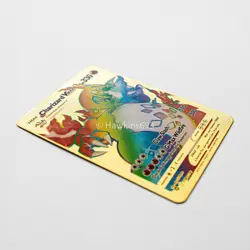 Charizard VMAX Rainbow Pokemon Gold Metal Card Collectible Gift Display - Image 2