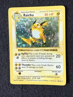 Shadowless Raichu Holo Base Set Pokemon Card 14/102 One Owner - Image 1