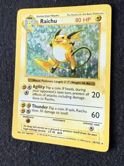Shadowless Raichu Holo Base Set Pokemon Card 14/102 One Owner - Image 2