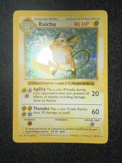 Shadowless Raichu Holo Base Set Pokemon Card 14/102 One Owner - Image 3