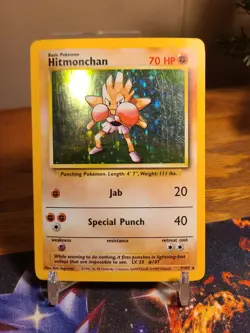 Pokemon TCG Hitmonchan Base Set Holo Unlimited Rare Card 7/102 MP - Image 1