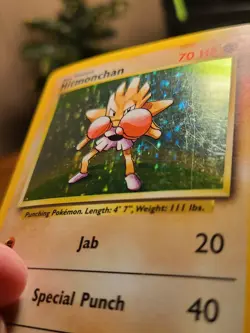 Pokemon TCG Hitmonchan Base Set Holo Unlimited Rare Card 7/102 MP - Image 2