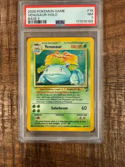 PSA 7 Venusaur # 18/130 Base Set 2 Holo Pokemon Card - Image 1