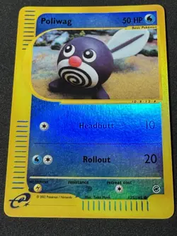 Pokemon TCG Poliwag 125/165 Reverse-Holo e-Series Expedition Base Set 2002 LP - Image 1