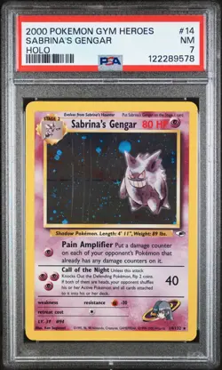 2000 POKEMON GYM HEROES HOLO #14 SABRINA'S GENGAR PSA 7 - Image 1