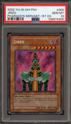 Yu-Gi-Oh! Jinzo Pharaoh's Servant 1st Edition Secret Rare PSV-000 PSA 10 - Image 1