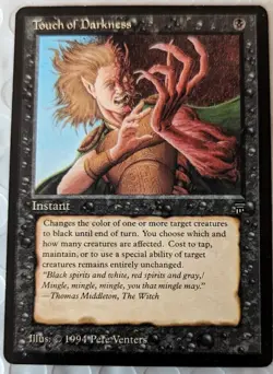 Touch of Darkness Legends NM Black Uncommon MAGIC MTG CARD ~ Unplayed - Image 1