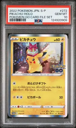 2022 POKEMON JPN S PROMO POKEMON GO CARD FILE SET #272 PIKACHU-HOLO PSA 10 - Image 1