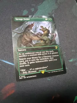 MTG Savage Order Borderless Universes Beyond: Jurassic World Rare ~ Pack Fresh - Image 1