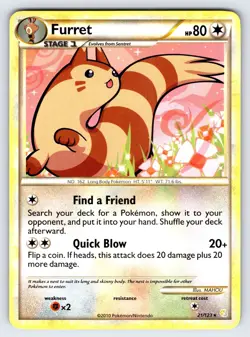 Furret 21/123 2010 HeartGold SoulSilver Pokemon Card TCG Non Holo Rare - Nm - Image 1