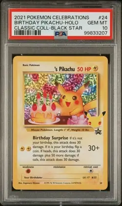 2021 POKEMON CELEBRATIONS CLASSIC COLLECTION #24 BIRTHDAY PIKACHU-HOLO PSA 10 - Image 1