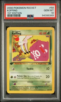 2000 POKEMON ROCKET 1ST ED #58 KOFFING PSA 10 - Image 1