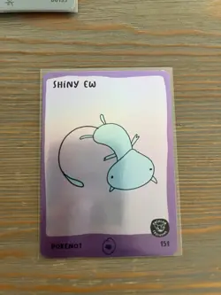 Shiny Ew Pokenot Patreon exclusive By Dysfunctional Passholder Mew Pokemon Card - Image 1