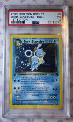 SWIRL PSA 1ST EDITION 2000 Team Rocket Dark Blastoise 3/82 Holo Foil Pokemon - Image 1