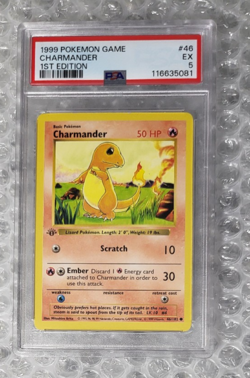 1999 Pokemon 1st edition base set Charmander 46/102 PSA 5 EX - Image 1