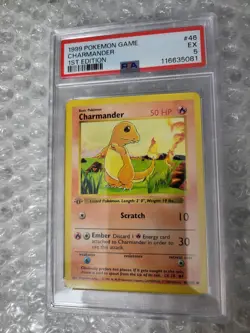 1999 Pokemon 1st edition base set Charmander 46/102 PSA 5 EX - Image 2