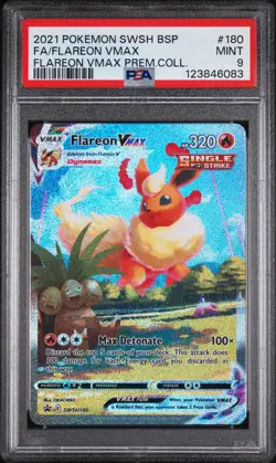 2021 POKEMON SWSH BLACK STAR PROMO #180 FULL ART/FLAREON VMAX PSA 9 - Image 1