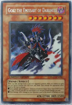 Yugioh 1x Gorz the Emissary of Darkness DLG1-EN000 Secret Rare Limited Ed NM - Image 1