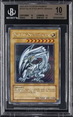 2002 YU-GI-OH! PROMO DDS-DARK DUEL STORIES #001 BLUE-EYES WHITE DRAGON BGS 10 - Image 1