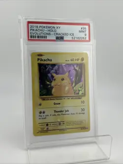 PSA 9 Pikachu 35 Cracked Ice Holo XY Evolutions Card 2016 - Image 1