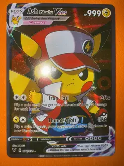 Ash Pikachu VCOS Pokemon Card Holo Cosplay ART FREE SHIPPING - Image 1