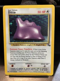 1999 Pokemon TCG Ditto #3/62 Holo Fossil Rare Card - Image 1