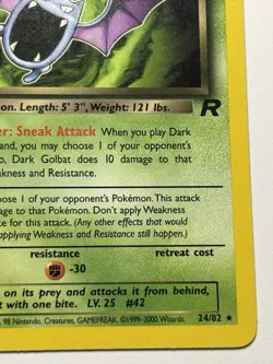 Dark Golbat 24/82 1st Edition Nonholo Team Rocket NM Vintage Pokemon Card - Image 5