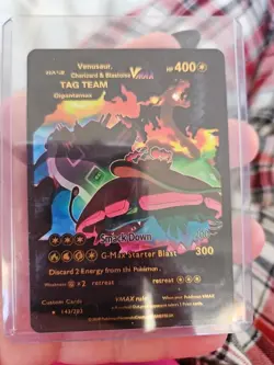Venusaur Charizard Blastoise Vmax Black Foil Fan Art Textured Collector Pokemon - Image 1