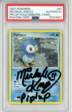 PSA Signed Michele Knotz Piplup 93/130 Holo Pokemon Diamond & Pearl 2007 - Image 1