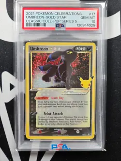 2021 POKEMON CELEBRATIONS CLASSIC COLL 17/17 UMBREON GOLD STAR PSA 10 GEM MINT - Image 1