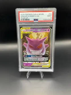 Pokemon TCG Gengar & Mimikyu GX Team Up Holo Ultra Rare Card 53/181 PSA 9 - Image 1