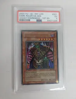 2003 Yu-Gi-Oh! Dark Ruler Ha Des Legacy/Darkness 1st Edition PSA Grade 5 EX - Image 1