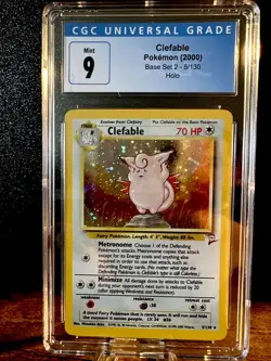 CLEFABLE HOLO CARD 5/130 CGC 9 POKEMON BASE SET 2 - Image 1