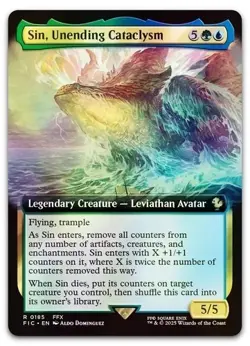Magic MTG Final Fantasy - Sin, Unending Cataclysm EXTENDED ART FOIL R 185 - Image 1