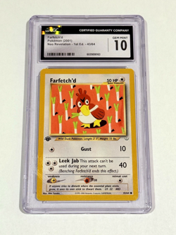 2001 Pokemon Neo Revelation- Farfetch'd 1st Edition Common Non-Holo 43/64 CGC 10 - Image 1