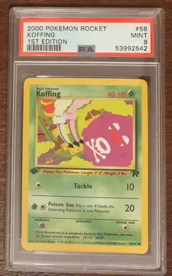 PSA 9 Mint 1st Edition Koffing #58 Pokemon 2000 Team Rocket Set - Image 1