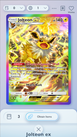 Jolteon Special Art Rare, Pokemon TCG Pocket, English language, Mega-Rising - Image 1