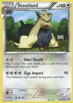 Stoutland 83/114 Reverse Holo Rare Black & White Light Play LP Pokemon DNA GAMES - Image 1