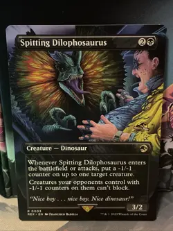 Spitting Dilophosaurus (Borderless) NM (#0003) Jurassic World Collection (REX) - Image 1