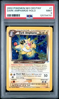 2002 Pokemon Neo Destiny #1 Dark Ampharos Holo PSA 9 MINT NEWLY GRADED! - Image 1