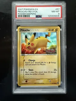 Pokemon Pikachu EX Power Keepers 57/108 Reverse Holo Stamped PSA 8 - Image 1